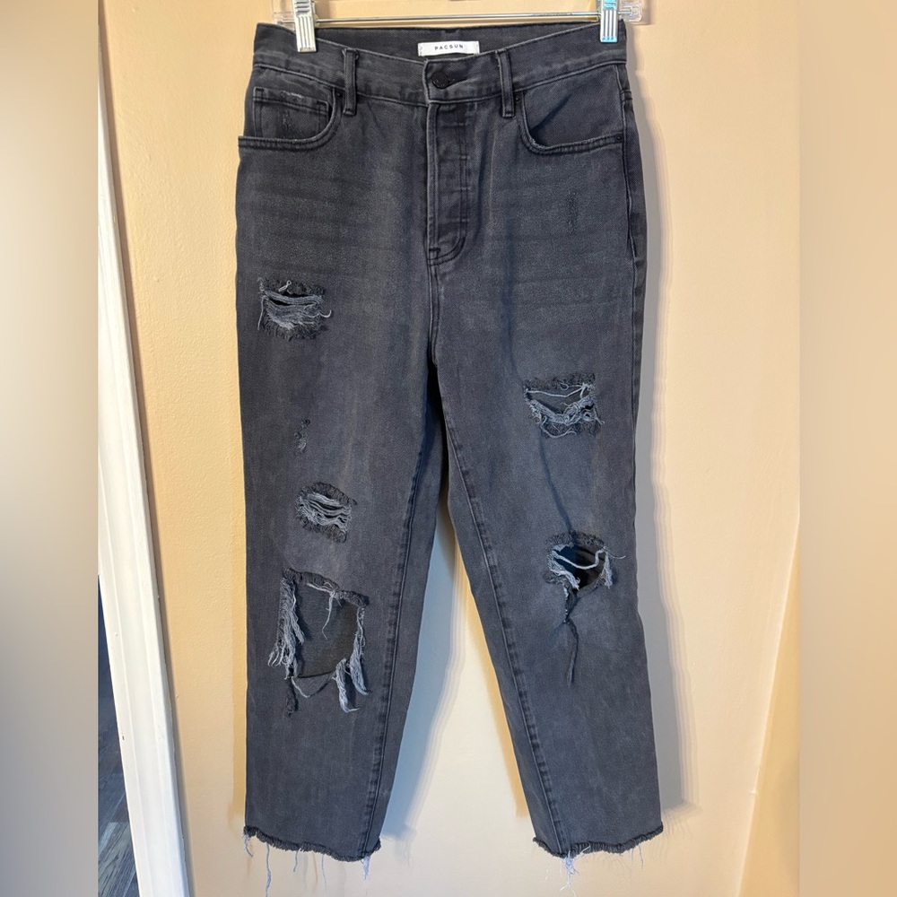 Pacsun Womens High Rise Straight Button Fly Black Jeans Size 27